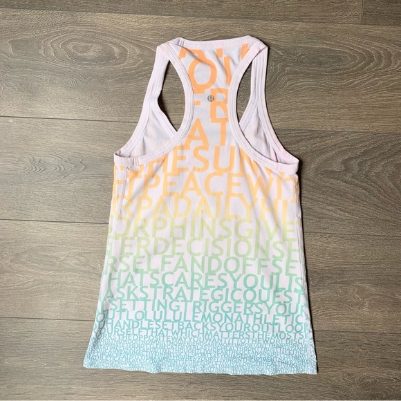 Lululemon Tank Top Rainbow Letter Logo Print Sleeveless White Racerback Size 2 - Picture 13 of 13